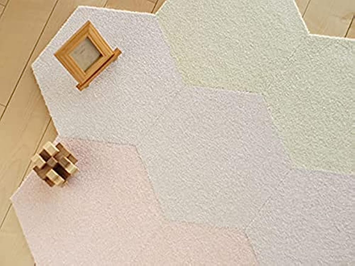 ハニカム タイルラグ　パールホワイト　六角形 タイルカーペット　22枚 楽天市場】【パールホワイト】ハニカム タイルラグ 六角形 タイル